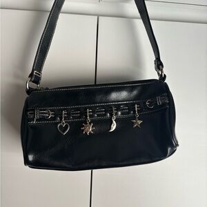 Black Shoulder Bag with Charms
